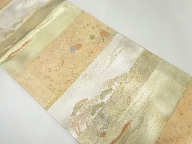 JAPANESE KIMONO / VINTAGE FUKURO OBI / OUTLET ITEM / WOVEN PINE & KIKU